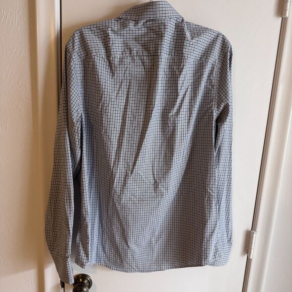 Mens UNTUCKit Size XL Blue/Gray Plaid Check Long Sleeve Performance Button Down - Picture 4 of 5